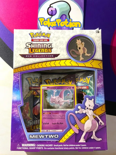 Pokemon TCG Shining Legends Pin Collection Box - Mewtwo (2017) FACTORY SEALED