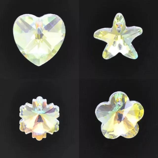 12 Pcs Faceted Glass Crystal Clear AB Jewellery Making Pendant Beads 14mm