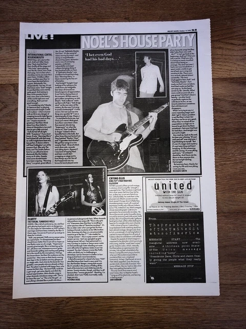 OASIS Bournemouth concert review' 1995 UK ARTICLE / clipping