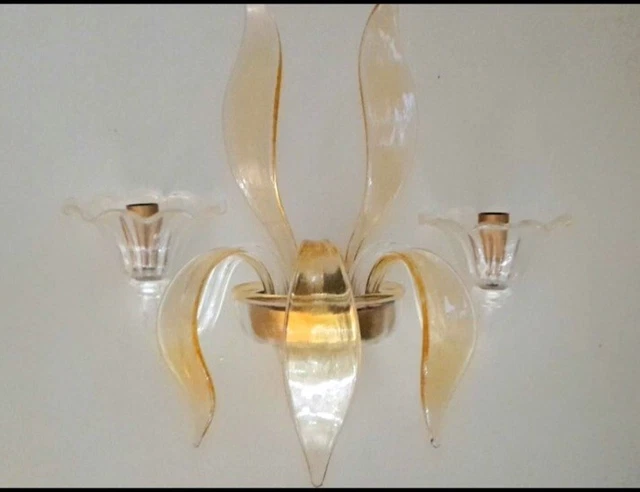 Applique Da Parete In Vetro Soffiato A Mano, Stile Vintage Dorato, Per Bagno, Sala O Camera, Luce Calda