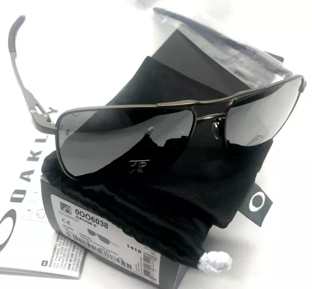 NEW OAKLEY GAUGE 6 TITANIUM SUNGLASSES Pewter Frame Prizm Black Polarized Lenses