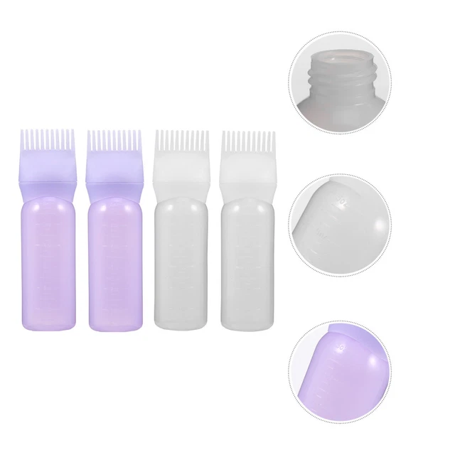 4 piezas Botella de tinte para el cabello Perm herramienta Aplicador contenedor de tinte para el cabello
