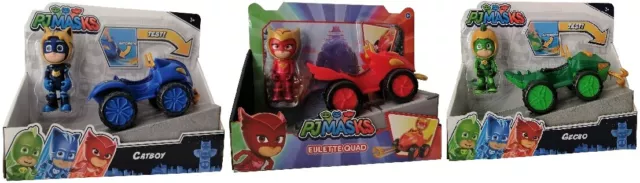 Simba PJ Masks Figur Catboy Eulette Gecko mit Quad Fahrzeug Pyjamaheld (Auswahl)