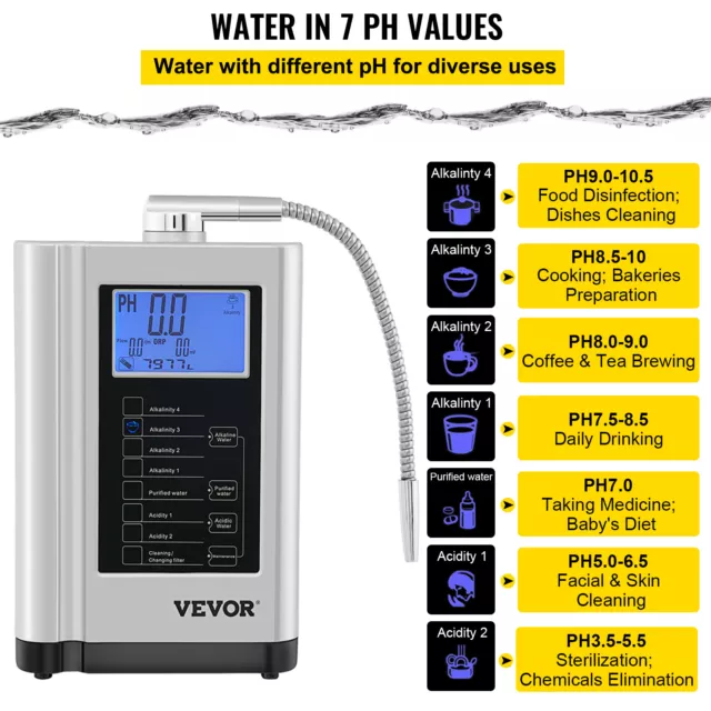 VEVOR Machine Filtre d'Ioniseur d'Eau Alcalin Purificateur Eau à l'Acide 6000 L 3