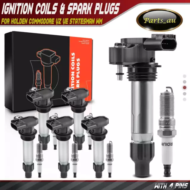 6x Ignition Coils & 6x Spark Plugs for Holden Commodore VE VZ VM V6 3.0L 3.6L