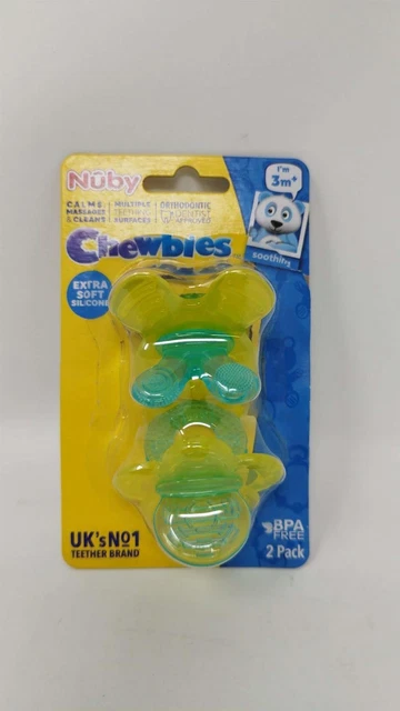 Nuby Chewbie Baby Teether│Gleaning Gum Soother│Massaging Bristles│2pk│3m+