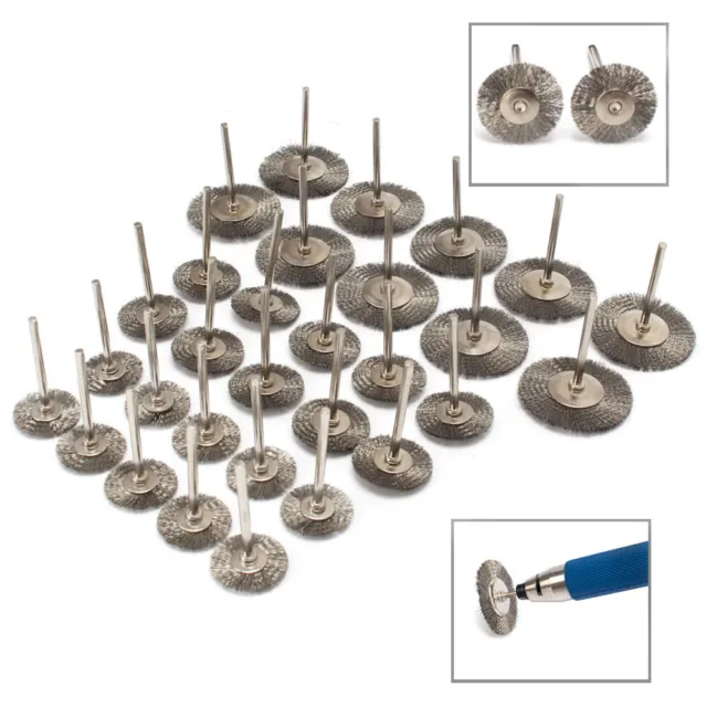 30Pcs Stainless Steel Polishing Wheel Wire Brush Dremel Rotary Accessories Tool