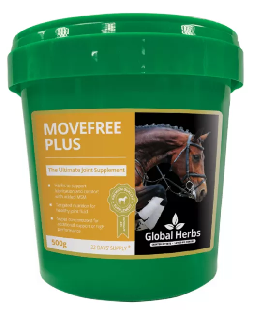 Global Herbs Movefree Plus, 500g Tub,  For Horses And Ponies , Joints & Bones