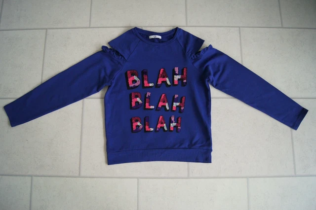 New M&S Blue "Blah, Blah, Blah" Jumper/ Sweatshirt Age 11/12 Years