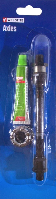 KIT AXE DE ROUE ARRIERE 10 x 136 MM + ROULEMENT + GRAISSE VELOX CAGE A BILLE MOYEU VELO VTT FIXIE VINTAGE ANCIEN CREUX NOIR - Sport