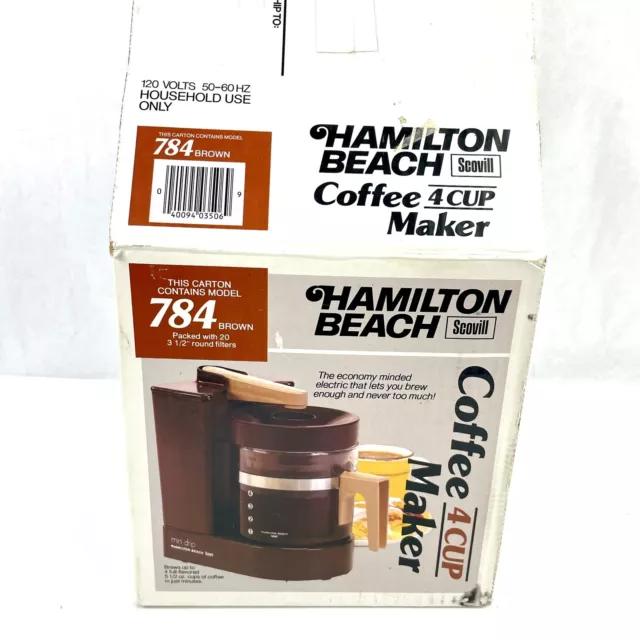 VTG Hamilton Beach Mini Drip Coffee Maker Scovill 4 Cup 784 Brown Tested 1970s