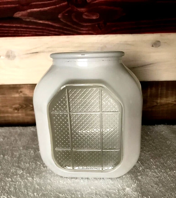 Vintage Art Deco White Milk Glass Light Shade Globe With Clear Window