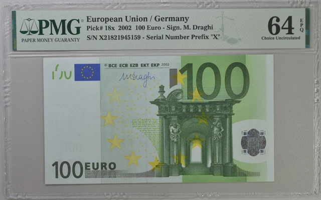 Central Bank European Union/Germany 100 Euro 2002 PMG 64EPQ Central Bank European Union/Germany 100 Euro 2002 PMG 64EPQ