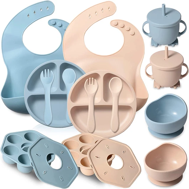 14 Pcs Baby Led Weaning Supplies Baby Feeding Set Includes Baby Plates with Suct