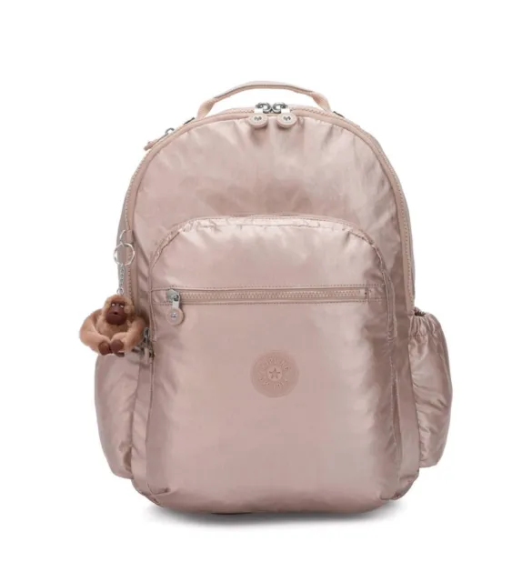 Kipling SEOUL Extra Large 17”Laptop Backpack Quartz Metallic/Rose Gold NEW