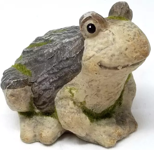 Moss Covered Frog Figurine Art Pottery 1970s Handmade Painted Cute Vintage