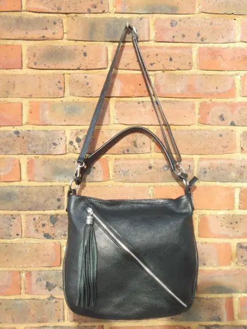 Kaleidoscope black grained leather large handbag shoulder bag