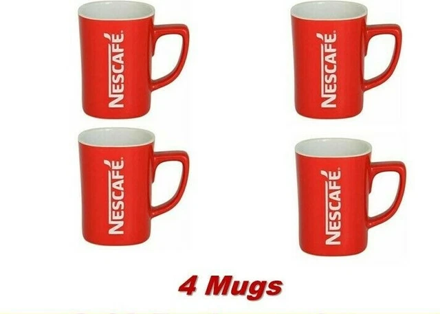 4 Nescafe Red Cup Ceramic Coffee Mugs | 8oz Collectible Set | U.S. Seller