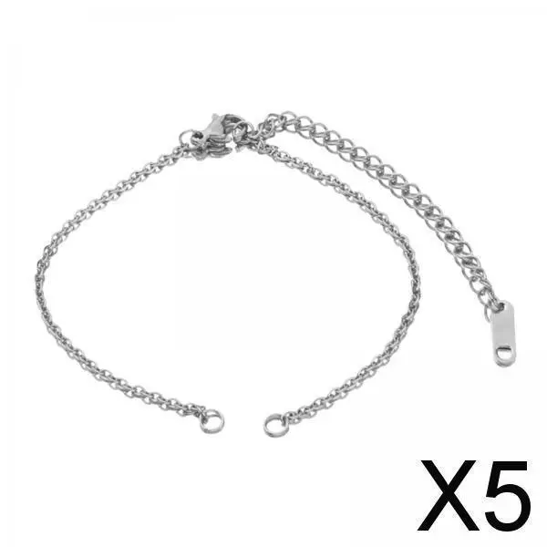 5X Collier Chaîne Extension Queue Avec Fermoir Homard Bracelet Couleur Acier