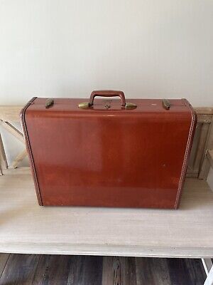 Vintage 1950s Brown Samsonite Shwayder Bros. Hard Side Suitcase No Key VG Cond.