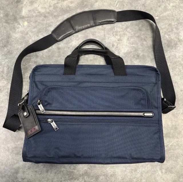 Tumi Alpha 2 Slim Deluxe Nylon Portfolio Laptop Bag Briefcase Navy Blue w Tags