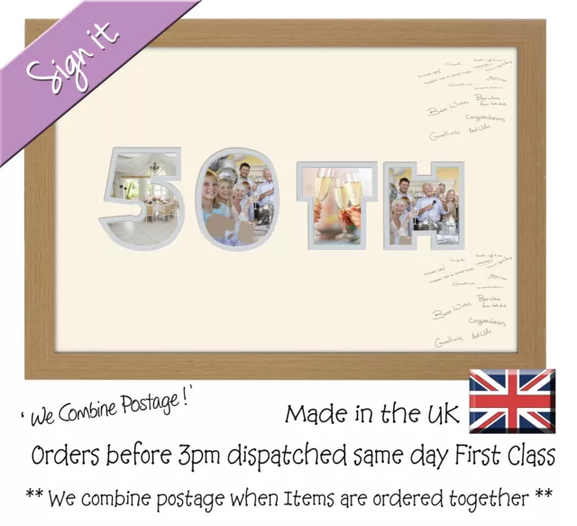 50th Birthday Golden Wedding Anniversary Guest Signing Word Photo Frame