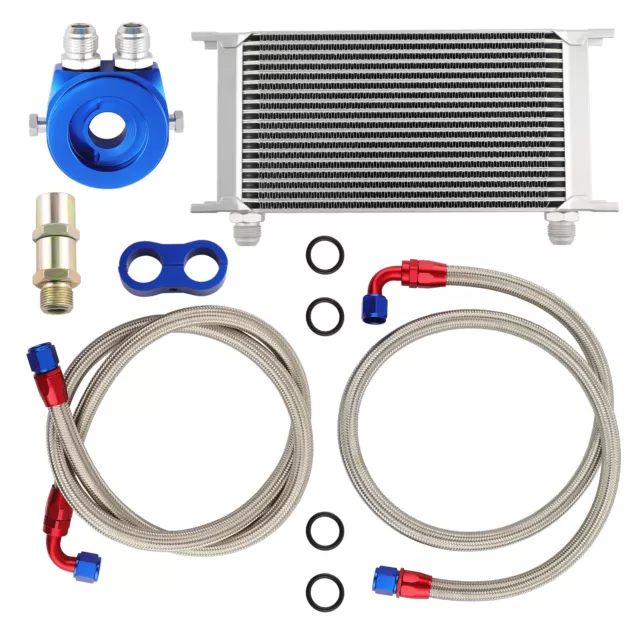 Ölkühler 19 Reihen AN10 Anschluss Kit Universal Zusatz Kühlung Extern Oil Cooler