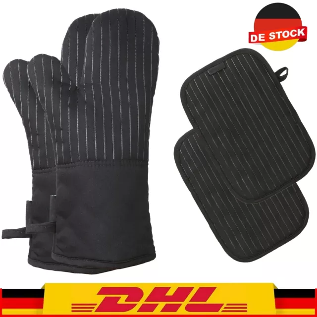 1 Paar Topfhandschuhe,Ofenhandschuhe Baumwolle Anti-Rutsch Backofen Handschuhe