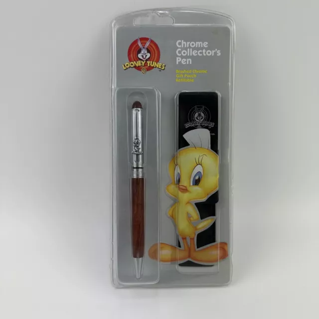 Vintage 1997 Looney Tunes Tweety Bird Chrome Collectors Pen W/Gift Bag HTF WB