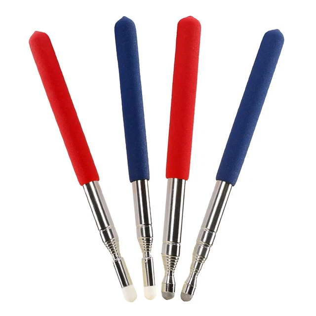 2 Pointeurs Télescopiques Pour Enseignants - Longueur Extensible De 27 Pouces, Pointe Rouge, Métal Et Plastique, Pour Tableaux, Présentations
