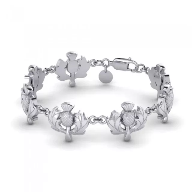 Celtique Écossais Chardon Lien .925 Argent Sterling Bracelet Peter Stone Bijoux