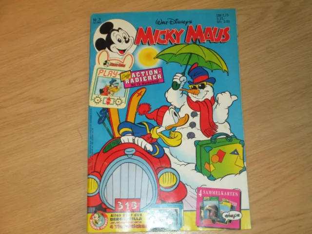 Micky Maus 1993 03 Mit Allen Extras - 4 Sammelkarten 4 Tier-Sticker & Radierer