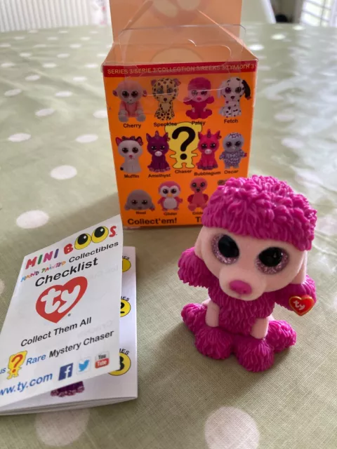ty mini boos Patsy Series 3 Pink Poodle Mini figure in box + checklist