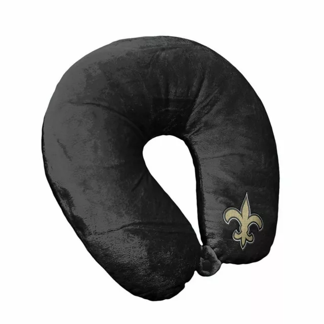 New Orleans Saints Applique Travel Neck Pillow Team Logo Color Snap Closure