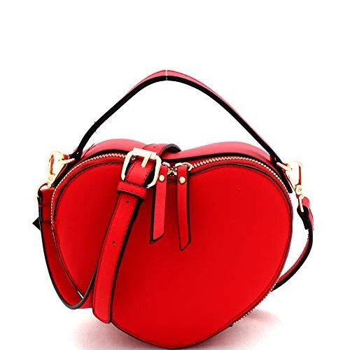 Cute Heart Shape Girls Women Vegan Leather Small Handle Satchel Crossbody Purse