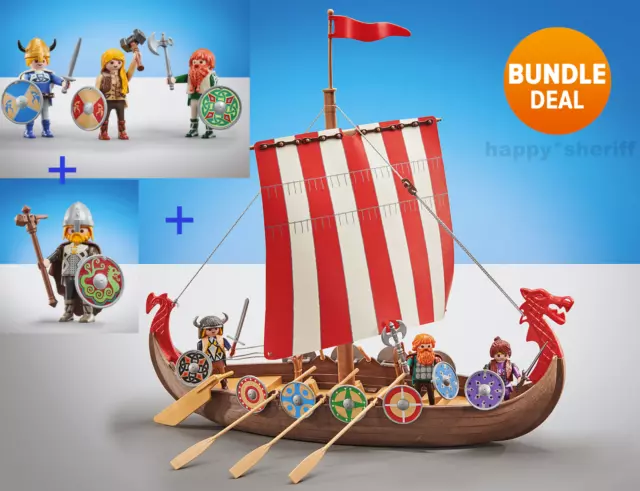 Playmobil Set 9891 Barco Vikingo Set 9892 y Set 9893 Vikingos en Bolsas...