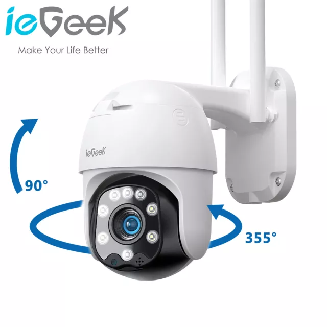 ieGeek 360° Outdoor Auto Tracking Security Camera 2MP Wireless WiFi Home IP CCTV