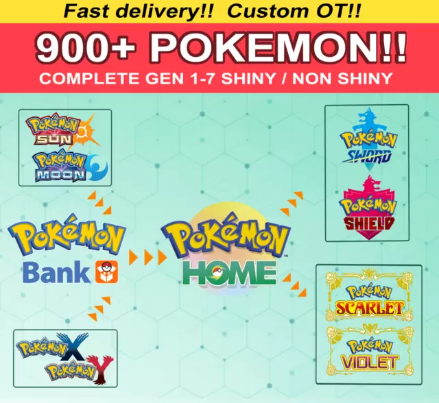 🌟Pokemon Home Full Living Dex All Forms gen 1-7 960 Pokemon