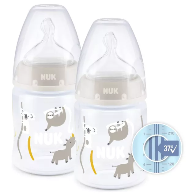 Nuk Bottle Set of 2 Unisex 0-6 m Baby Safari No Colic Temperature Control 150ml