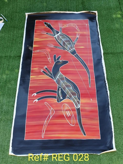Goanna & Kangaroo by Aboriginal artist REG PENGARTE with COA  ref  REG 0028