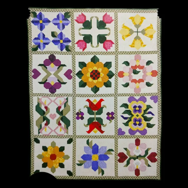 Patrón de bloque de edredón BOTM flora de franela # 1 y 2 - flor de corazón margarita floral