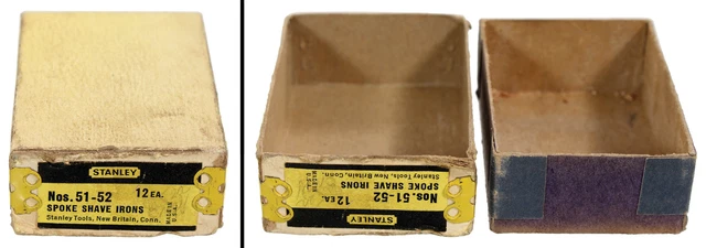 Orig. Box for Stanley No. 51 & 52 Spokeshave Irons - Full Label  - mjdtoolparts