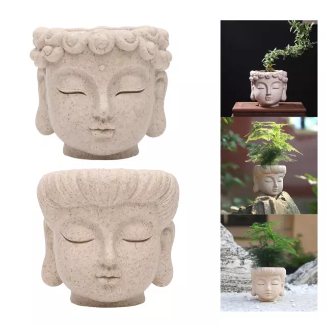 Buddha Head Flower Pot Buddhism Gift Sculpture Ornaments Plant Containers for