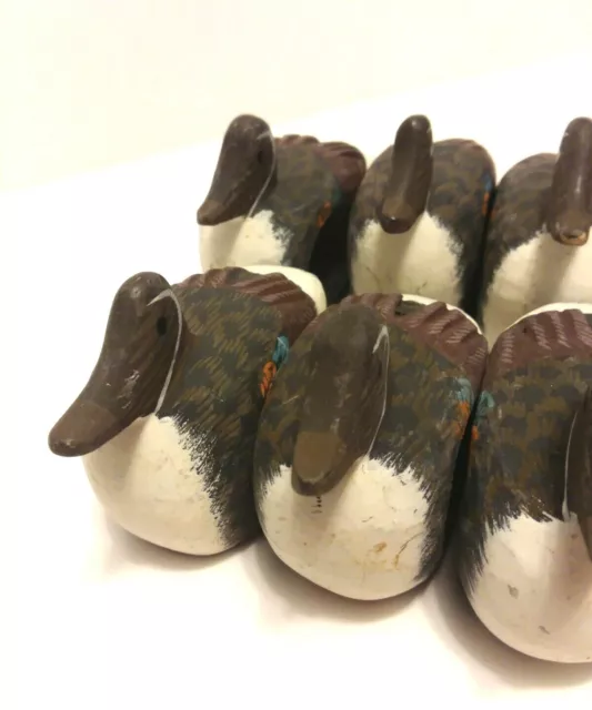 Vgn Set of 8 Wooden Hand Carved Hand Painted Mallard Duck Napkin Ring Holders  3