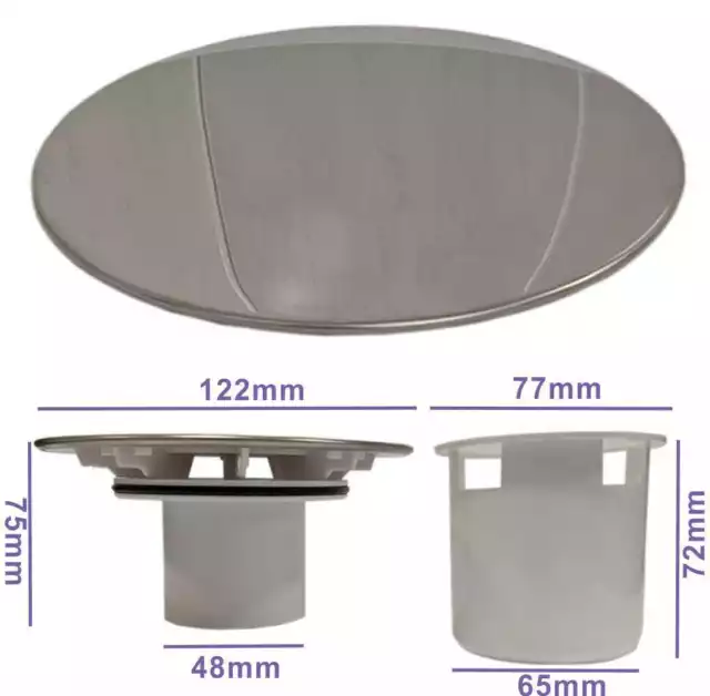 Shower Waste Drain Cap Tube/Cup Cover Cubicle 90mm / 115mm Drain