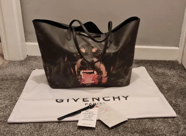 Givenchy Rottweiler Shopper Large Tote Bag black shoulder with dust bag RARE