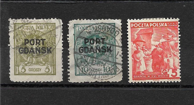 Polnische Post im Hafen von Danzig - Nr. 4a und 5 a - gestempelt, Nr. 34 m. Falz