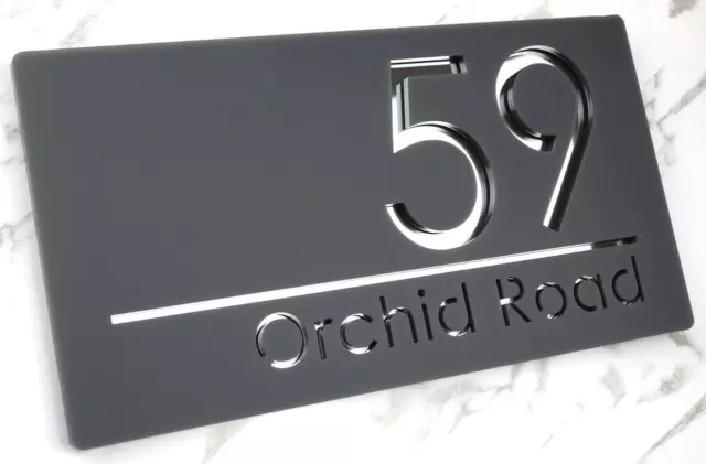 Door Sign House Numbers Laser Cut Anthracite Custom House Numbers Address Plaque