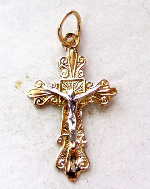 Orthodoxes slawisches Kreuz Anhanger Rotgold 585 massiv # a5