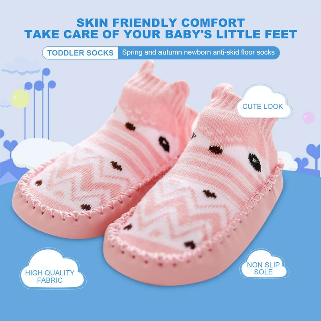 Cartoon Baby Socks Bottom Anti-slip Infant Sock for Toddler (PD2 Pink fox)